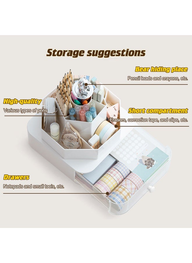 كيدل حامل أقلام دوّار للمكتب - 8 فتحات مع دوران 360 درجة، منظم لوازم القرطاسية بتصميم لطيف - مثالي للمكتب، المدرسة، أو المنزل - Image 5