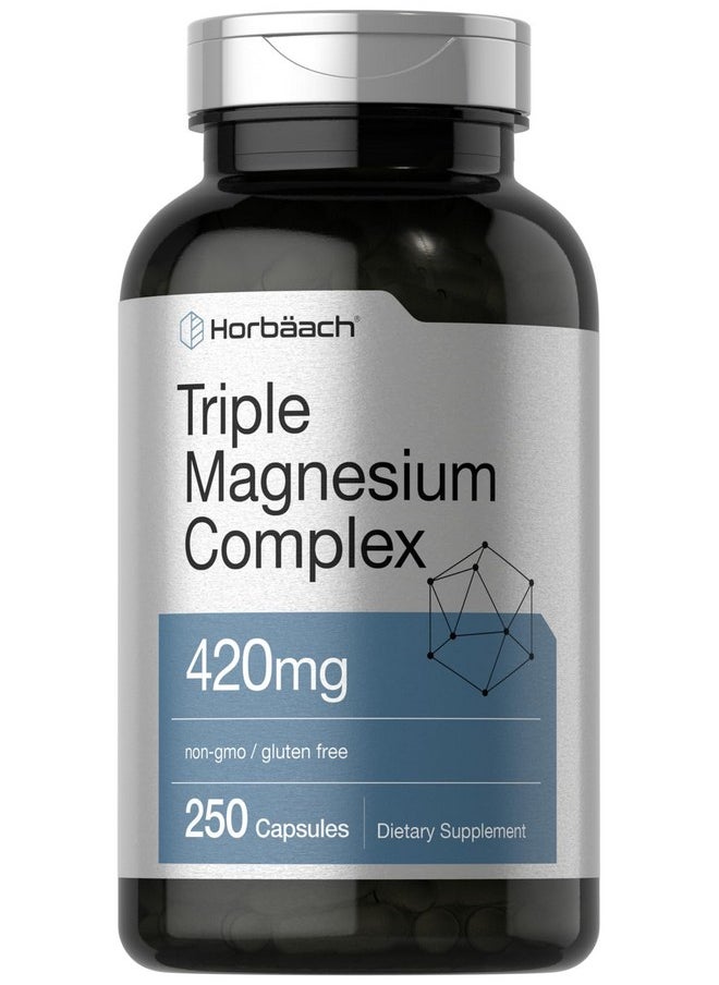 Horbaach Horbäach Triple Magnesium Complex | 420 mg | 250 Capsules | Non-GMO and Gluten Free Formula | Magnesium Oxide, Citrate, and Aspartate Dietary Supplement  - Image 1