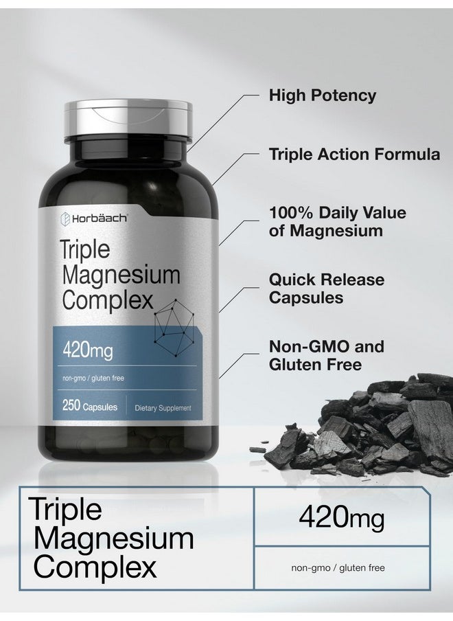 Horbaach Horbäach Triple Magnesium Complex | 420 mg | 250 Capsules | Non-GMO and Gluten Free Formula | Magnesium Oxide, Citrate, and Aspartate Dietary Supplement  - Image 4
