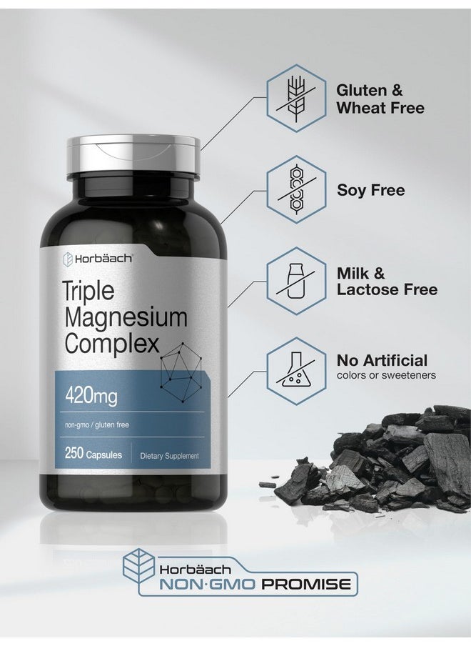 Horbaach Horbäach Triple Magnesium Complex | 420 mg | 250 Capsules | Non-GMO and Gluten Free Formula | Magnesium Oxide, Citrate, and Aspartate Dietary Supplement  - Image 5