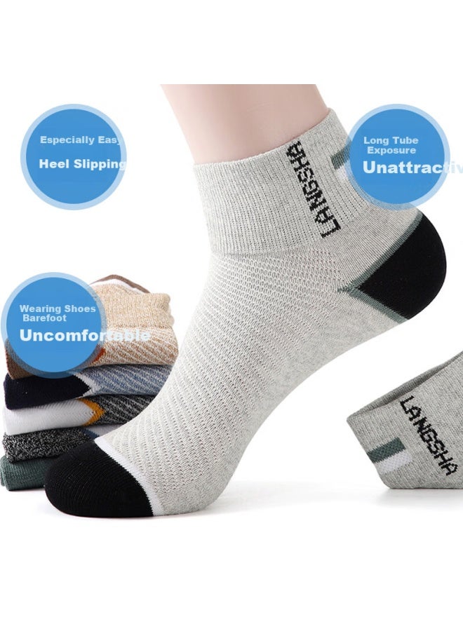LANG SHA Langsha Men's Pure Cotton Short Summer Thin Antibacterial Deodorant Breathable Mesh Cotton Loose Mouth Sports Socks - Image 4