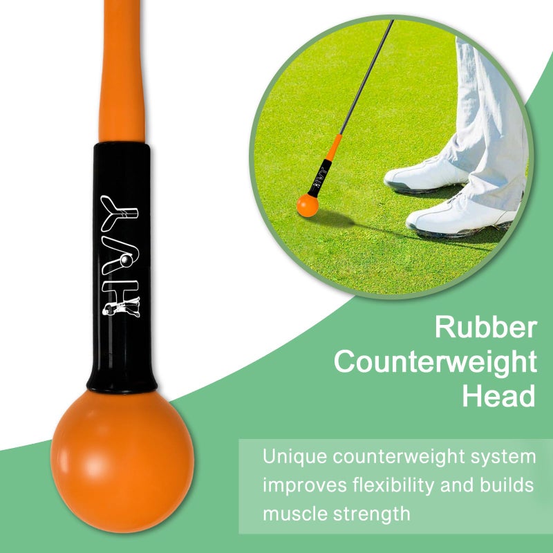 HVY Golf Swing Trainer,Golf Swing Training Aid for Improve Strength Tempo Balance and Flexibility,Golf Warm-Up Stick for Indoor&Outdoor Practice Chipping Hitting Golf Training Aid - Image 3