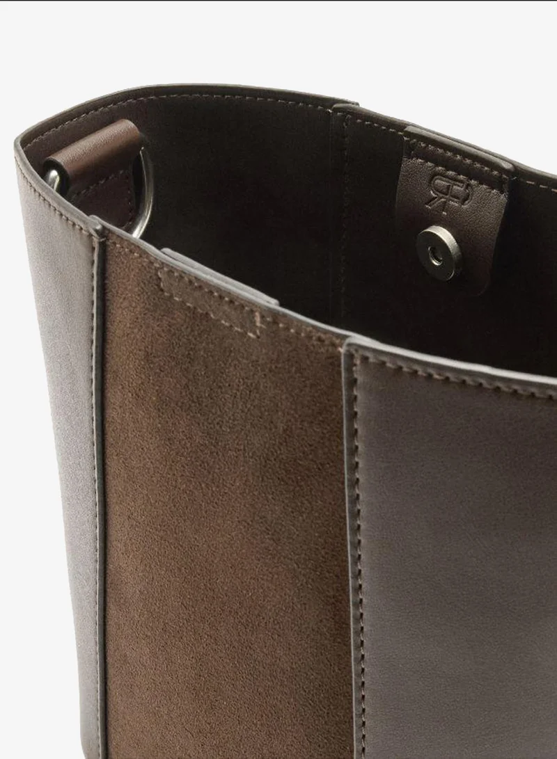 Parfois Brown Bucket bag contrast of textures for Women | Best Price UAE