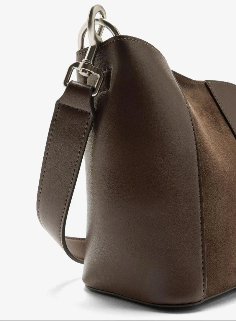 Parfois Brown Bucket bag contrast of textures for Women | Best Price UAE