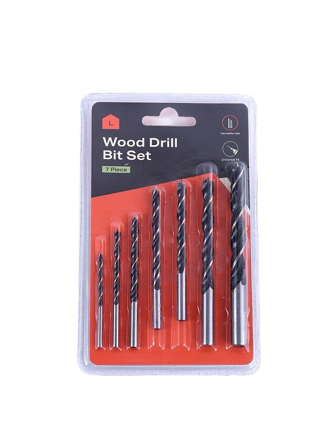 LAWAZIM - Wood Drill Bit Set - 7 Piece - Carbon Steel Twist Bits with Spiral Flute, Dual Cutting Edge, Round Shank, and Multi-Size Design - for Carpentry, Hardwood, Plywood, DIY, and Furniture Projects - Image 1