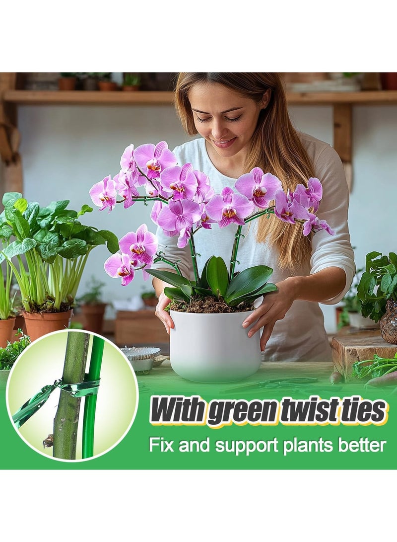 SYOSI 40ft Plant Stakes with 800 Ties – Bendable & Cuttable Green Orchid Stem Support Sticks for Indoor Potted Plants, Monsteras, Money Trees, and Beans (Green) - Image 5