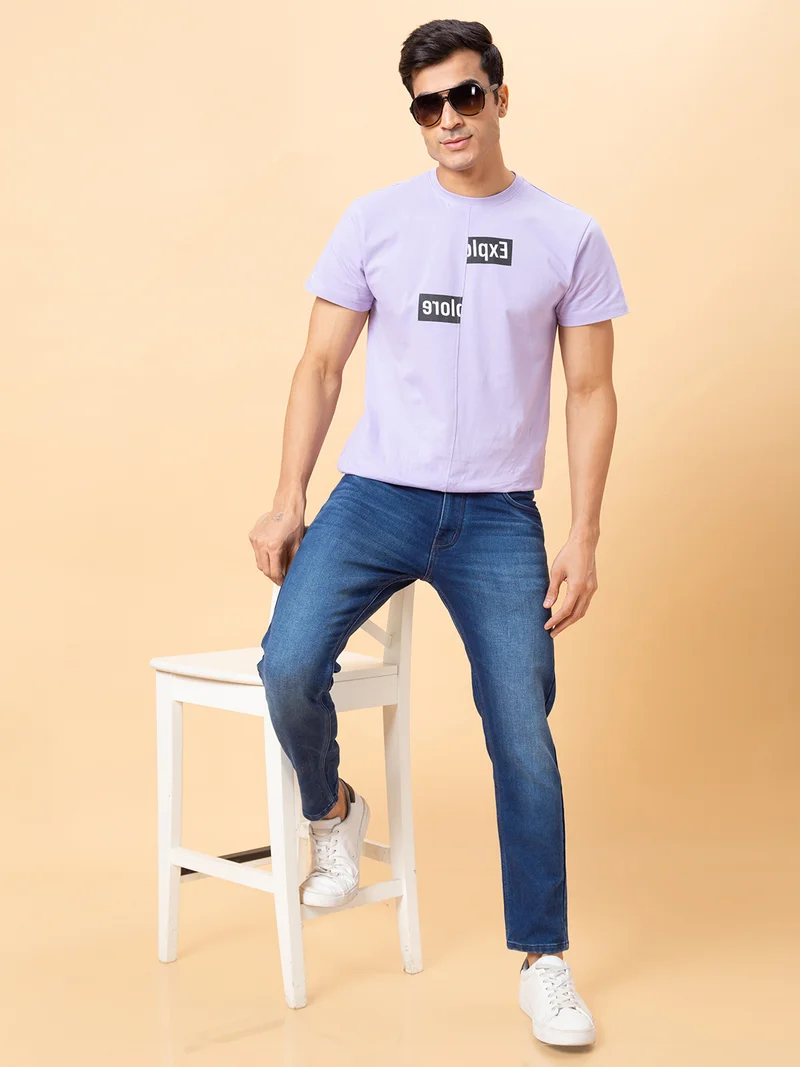 جلو باص جينز رجالي جلوبس أزرق بخصر متوسط وقصة مستقيمة