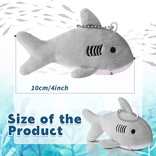 Zubebe 24 Pcs Shark Keychain Plush Shark Party Favors Bulk Mini Animal Stuffed Gifts for Kids Classroom School Baby Shower Sea Summer Ocean Birthday DecorationsGray - Image 5