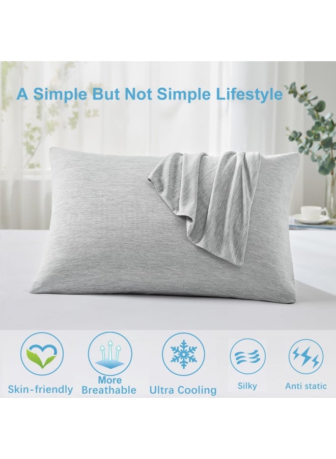 Pillowcase 2 Pack Hidden Zipper Cooling Pillowcases With Double Side Design Oeko Tex Certified Anti Static Skin Friendly Breathable And Machine Washable Queen Size Pillow Cases Gray - Image 3