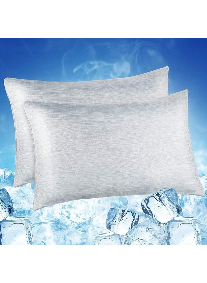 Pillowcase 2 Pack Hidden Zipper Cooling Pillowcases With Double Side Design Oeko Tex Certified Anti Static Skin Friendly Breathable And Machine Washable Queen Size Pillow Cases Gray - Image 1