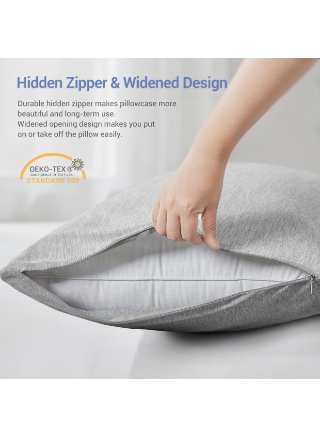 Pillowcase 2 Pack Hidden Zipper Cooling Pillowcases With Double Side Design Oeko Tex Certified Anti Static Skin Friendly Breathable And Machine Washable Queen Size Pillow Cases Gray - Image 5