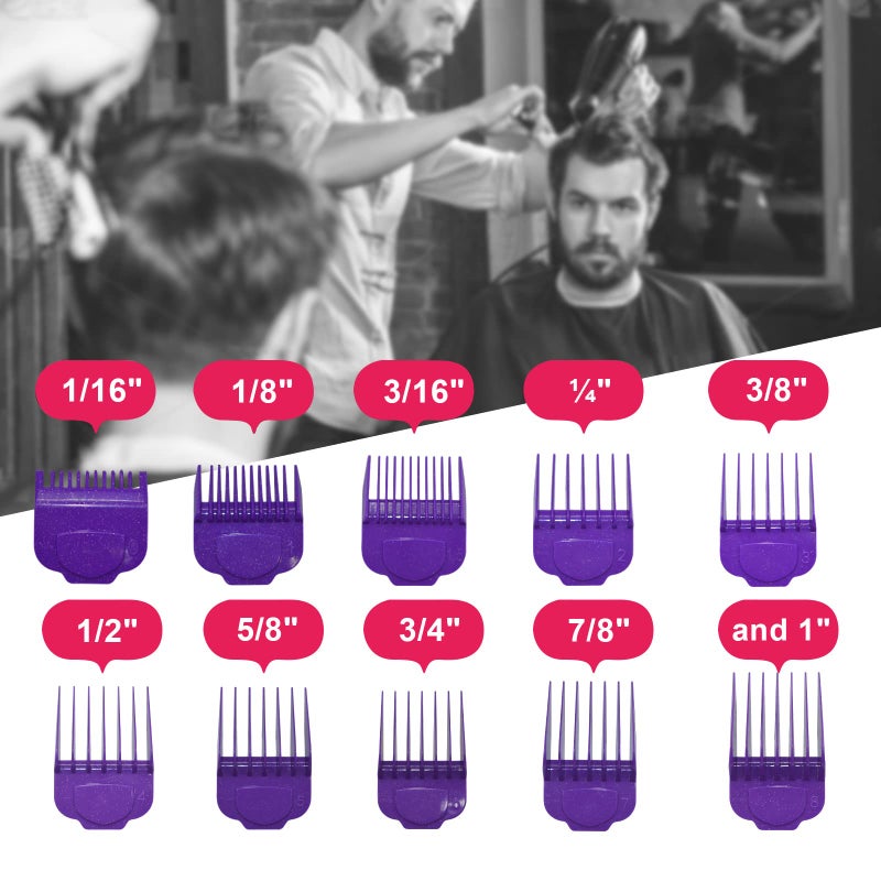 Vetmor Magnetic Clipper Guards Guide Comb Set Compatible with Andis Master Hair Clippers,Size form to 1/16 to 1 in,10pcs Purple - Image 2