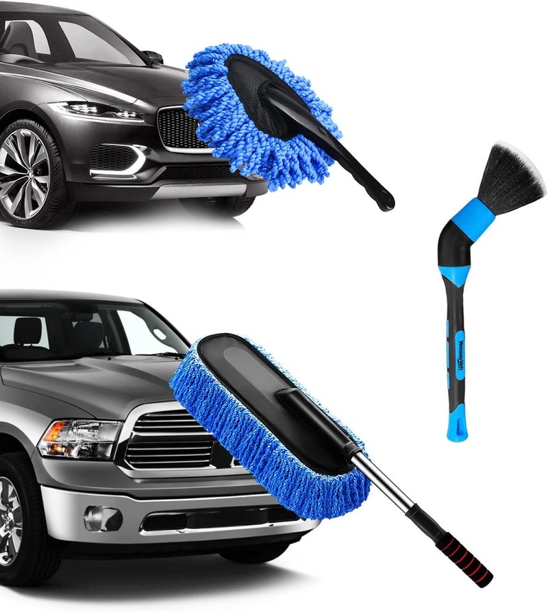 YeewayVeh Local market compliant trusted quality Car Duster Kit, 3 Pack Car Detailing Brush Set with Extendable Microfiber Dust Brush & Scratch Free Car Dash Duster & Soft Car Interior Brush for Vehicles Motorcycle and Home Cleaning Tools Wide range expanded design - Image 1