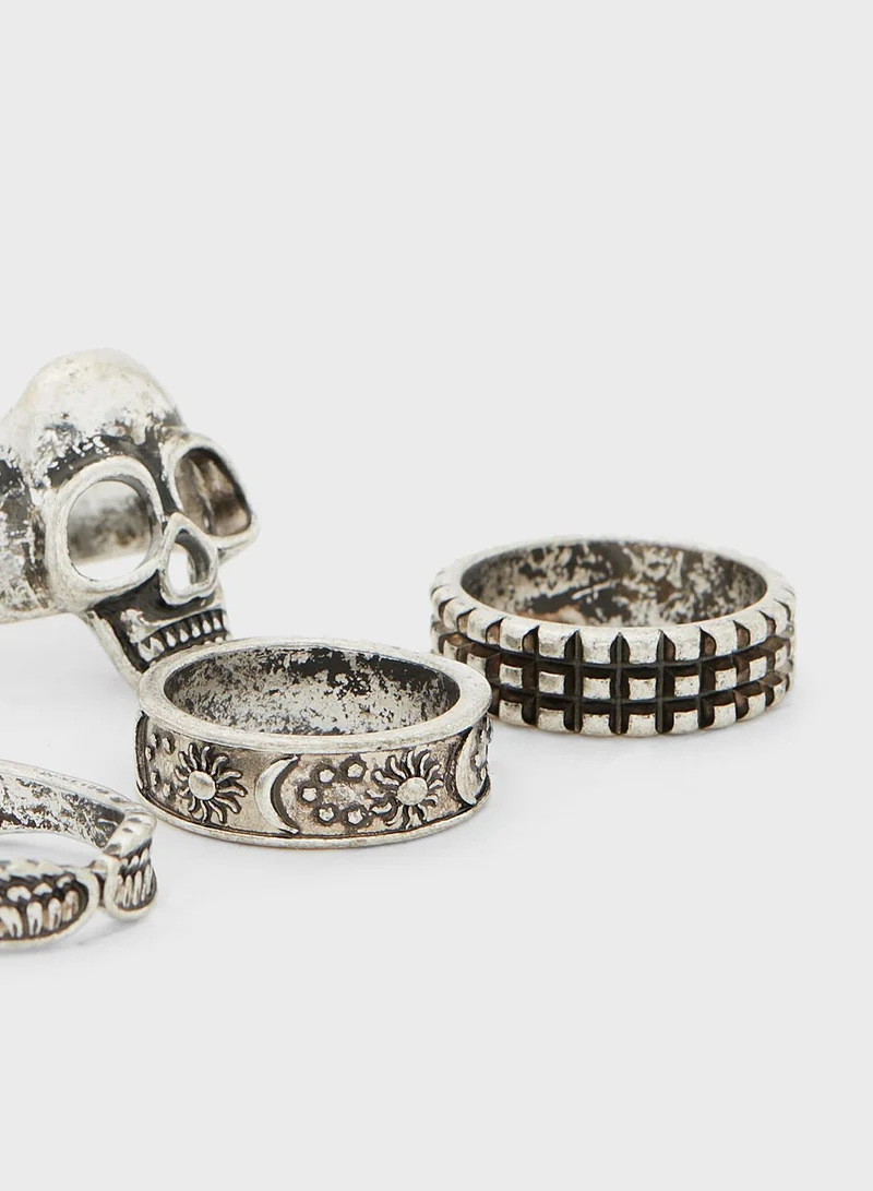 Seventy Five 5 Pack Skull Ring Set
