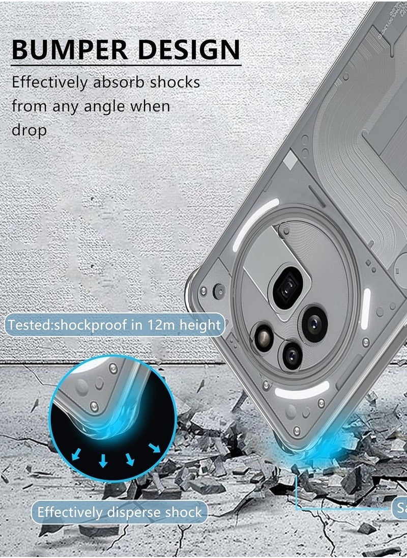 Raxoom Nothing Phone 3a Pro Case Cover Soft Silicone Anti Yellowing Clear Case with 2-Pack Nothing Phone 3a Pro Screen Protector Tempered Glass Film High Transparency Anti-Scratch Glass For Nothing Phone 3a Pro - Image 3