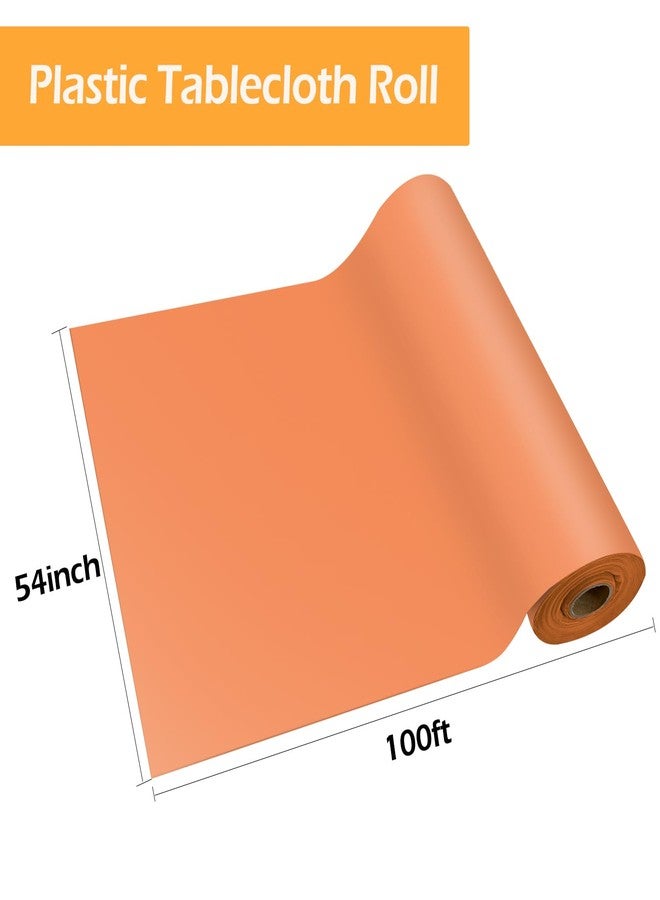 YSYJ Plastic Table Cover Roll - Orange Disposable Cloth 54 in x 100 Ft With Slide Cutter for Parties - Image 2