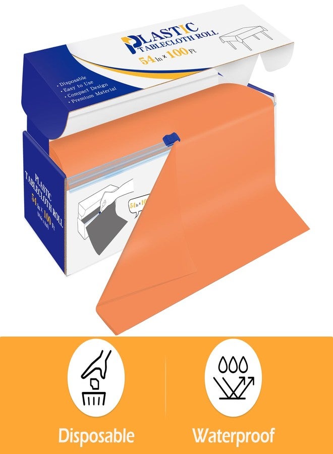 YSYJ Plastic Table Cover Roll - Orange Disposable Cloth 54 in x 100 Ft With Slide Cutter for Parties - Image 5