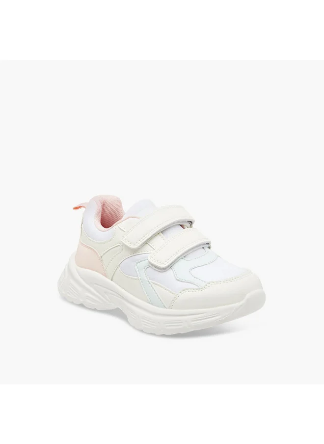 JUNIORS Girls Panelled Sneakers with Hook and Loop Closure