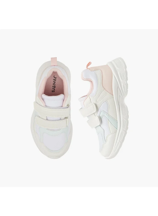 JUNIORS Girls Panelled Sneakers with Hook and Loop Closure