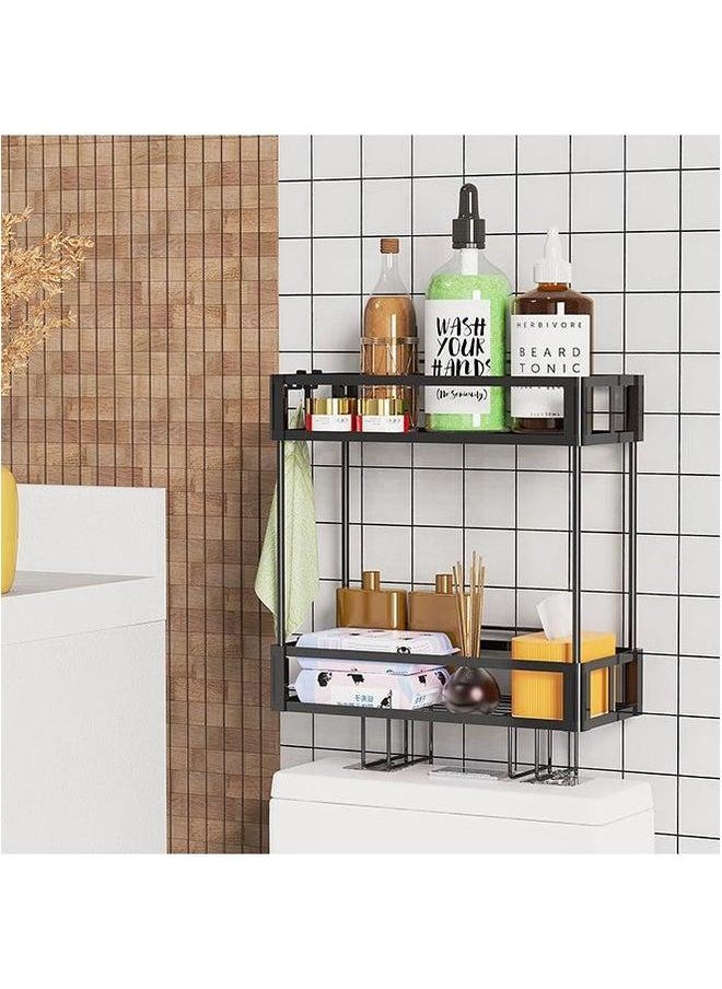 HOMESTAR 2-Tier Over Toilet Bathroom Organizer Storage The Tank Basket Metal Shelf Without Drilling  - Image 1