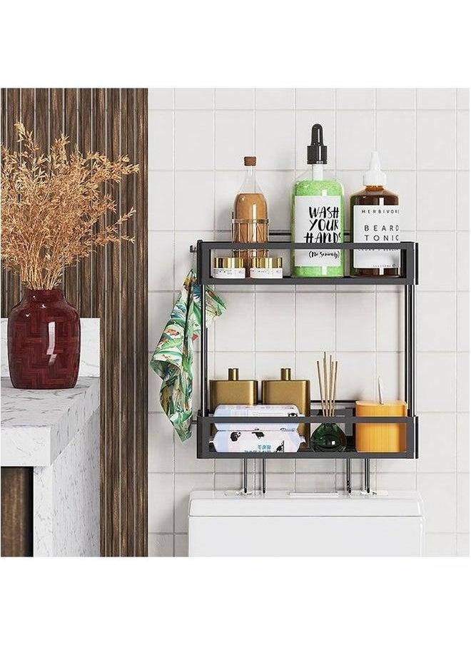 HOMESTAR 2-Tier Over Toilet Bathroom Organizer Storage The Tank Basket Metal Shelf Without Drilling  - Image 2
