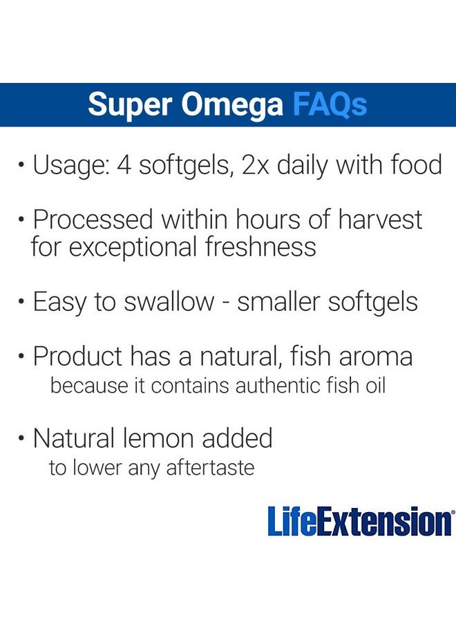 Life Extension سوبر أوميغا 3 360 كبسولة لينة سهلة البلع زيت السمك EPA/DHA أوميغا 3 مستخلص السمسم والزعتر - Image 4