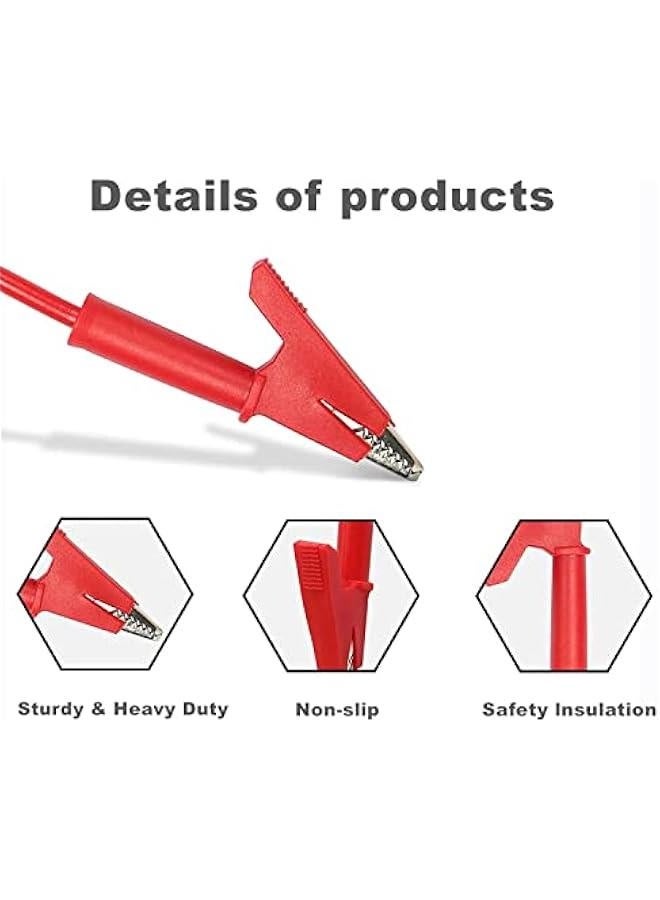 مشابك تمساح ثنائية لاختبار الأسلاك الكهربائية، أسلاك اختبار بطارية السيارة للعزل، لأسلاك الملتي متر، أسلاك قفز بمشابك تمساح بطول 3.3 قدم/1 متر، علبتين (أسود وأحمر) - Image 3