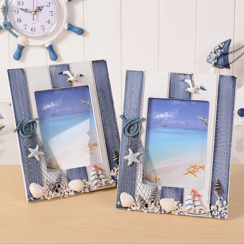 Simple Picture Frame Mediterranean Style Photo Frame Photo Holder for Living Room Desk Office - Image 4