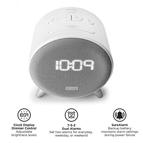 iHome Bluetooth Alarm Clock with 5W USB Charger, Dimmable LED Clock Display and Dual Alarms, Ideal for Bedroom, Home Office and Dorm Room - Image 3