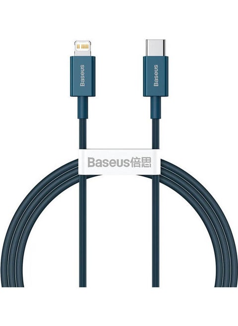 Superior Series Fast Charging Data Cable Type-C To Ip Pd 20W 1M Blue