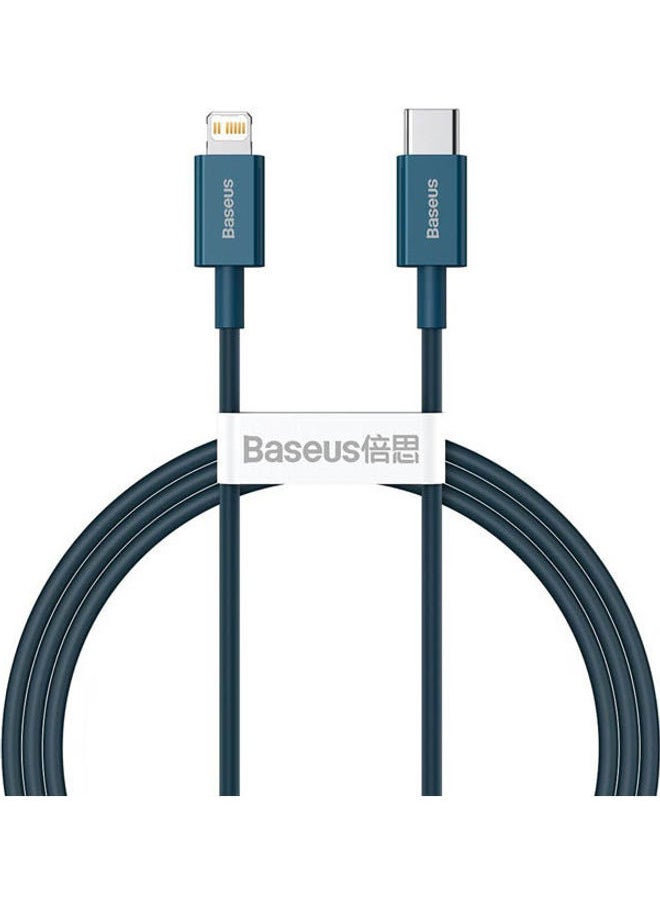 NIBEMINENT - Superior Series Fast Charging Data Cable Type-C To Ip Pd 20W 1M Blue - Image 1
