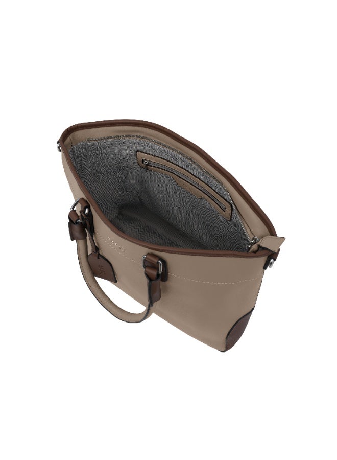 فوسكا شنطة Foska يد كبيرة (توت) وكتف نسائية – تصميم واسع ولوني بيج فاتح وبني للعمل – مقاس 43x27 سم - Image 5