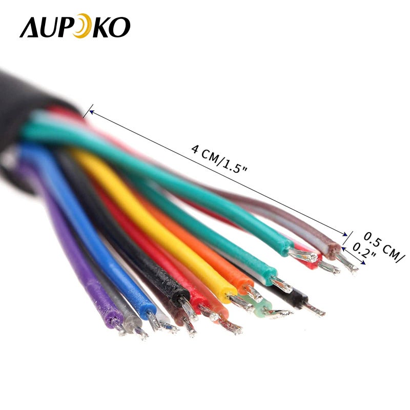 Aupoko موصل أنثوي OBD2 OBD-II 16 دبوس J1962، كابل تمديد تشخيص السيارة OBD2 OBD-II 16 دبوس بديل لسلك موصل مفتوح (30 سم/1 قدم) - Image 5