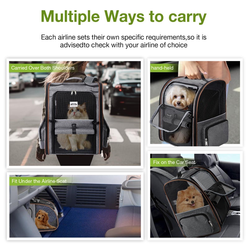 Lekebobor Extra Large Cat Backpack Carrier Expandable Pet Carrier Backpack for Small/Medium Dogs and Medium/Large Cats, Grey - Image 4