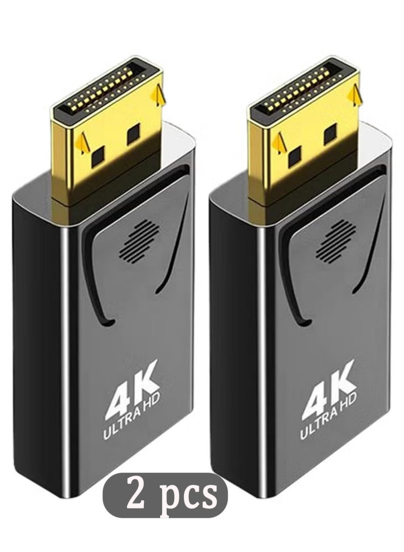 4K DisplayPort to HDMI Adapter, 2 Pack Uni-Directional DP PC to HDMI Monitor Converter, 4K Ultra HD DP Display Port to HDMI Adapter(Male to Female), Compatible for Lenovo Dell HP and Other Brand (Black) - Image 1