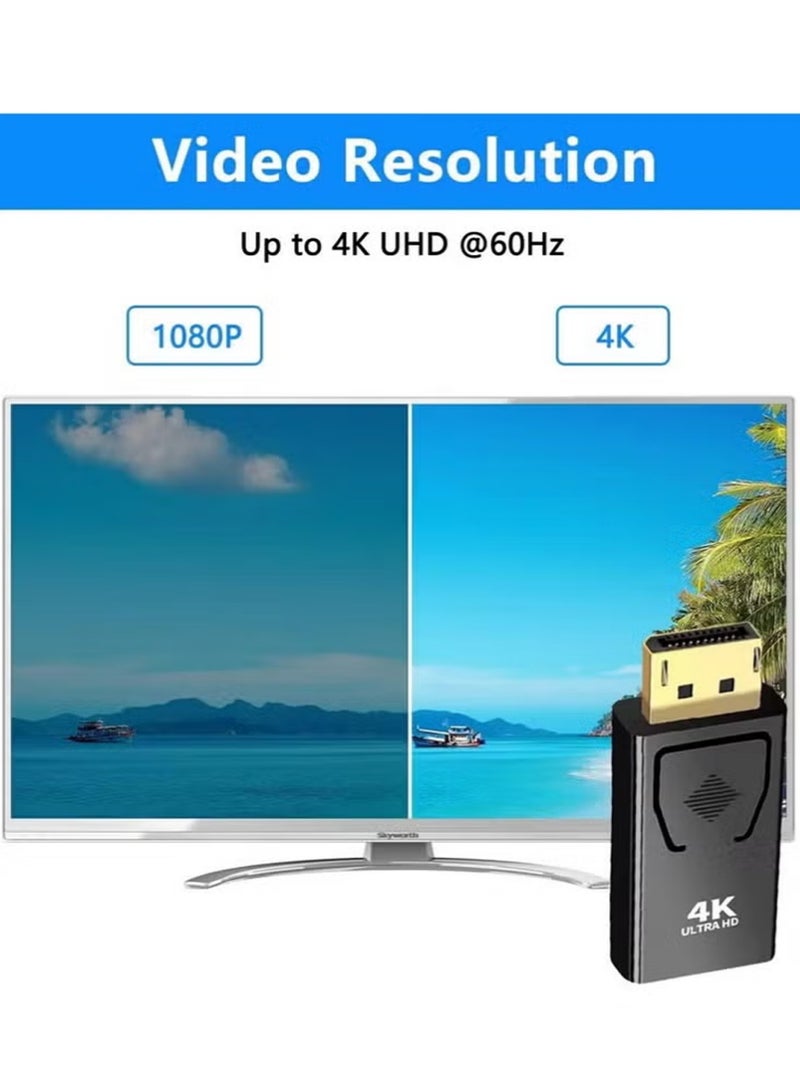 4K DisplayPort to HDMI Adapter, 2 Pack Uni-Directional DP PC to HDMI Monitor Converter, 4K Ultra HD DP Display Port to HDMI Adapter(Male to Female), Compatible for Lenovo Dell HP and Other Brand (Black) - Image 2