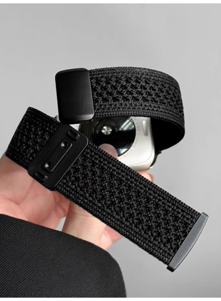 Breathable Knitted Nylon Knitted Magnetic Buckle Strap IWatch Sport Strap Black Suitable for iWatch 4/5/6 40mm - Image 3