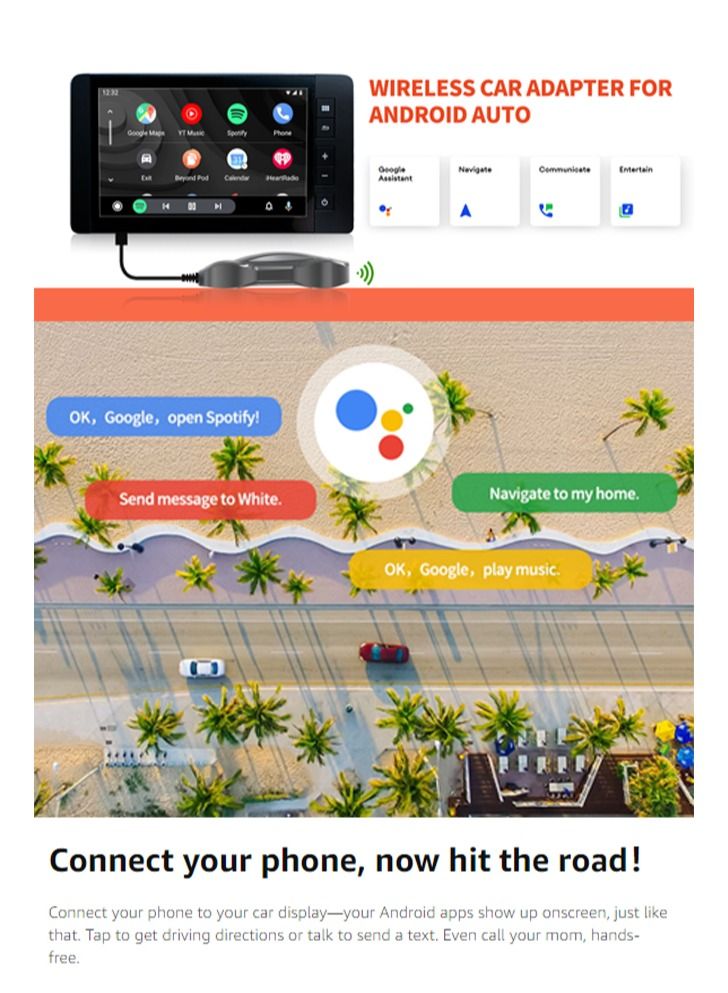 درايف لينك 2023 محول سيارة لاسلكي جديد لهواتف Android يناسب السيارات 2016-2022 - Image 4