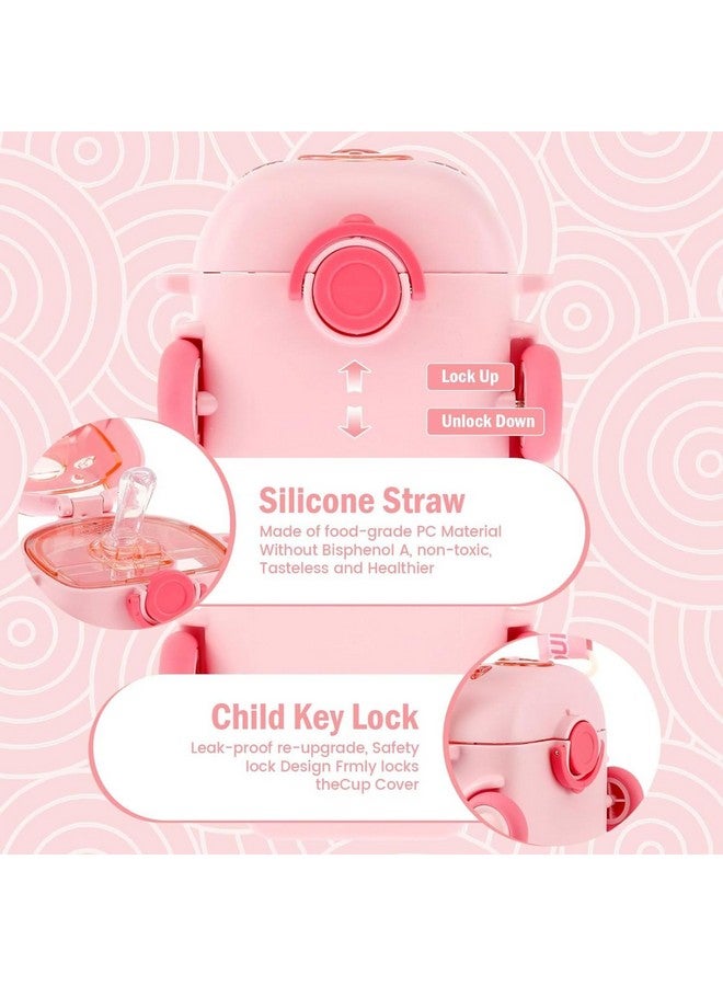 Maxbell Bus Shape Water Bottle for Kids with Strap, Sipper, and Straw | Leakproof, BPA Free with Lock, 500 ml - Cute Bus Shaped Water Bottle for Girls and Boys (Pink) - Image 3