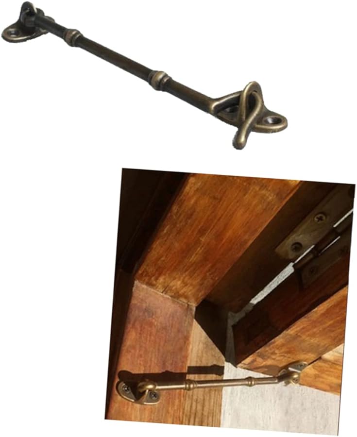 خطاف باب نحاسي عتيق، أجهزة متينة كلاسيكية للخزائن والنوافذ، سهل التركيب - Image 1