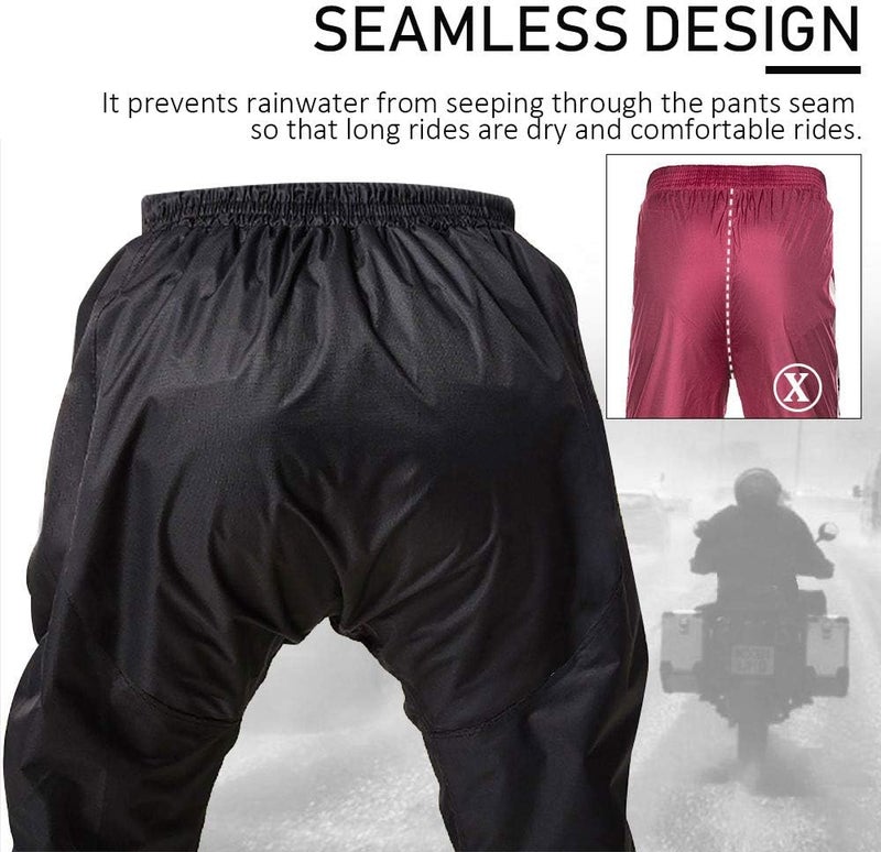 ILM Motorcycle Rain Suit for Men - Waterproof 2-Piece Packable Rainwear Jacket and Pants with 6 Pockets - Image 3