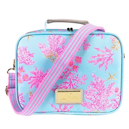 Lilly Pulitzer Insulated Lunch Box for Women, Cute Lunch Cooler Bag with Adjustable/Removable Shoulder Strap (Royal Coral) - Image 1