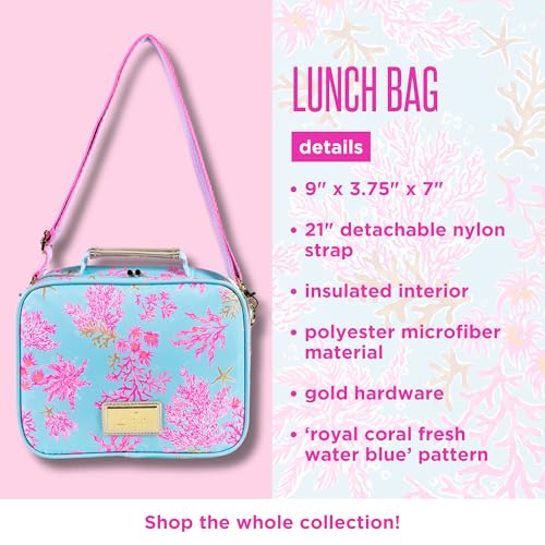 Lilly Pulitzer Insulated Lunch Box for Women, Cute Lunch Cooler Bag with Adjustable/Removable Shoulder Strap (Royal Coral) - Image 5