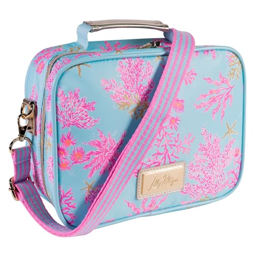 Lilly Pulitzer Insulated Lunch Box for Women, Cute Lunch Cooler Bag with Adjustable/Removable Shoulder Strap (Royal Coral) - Image 2