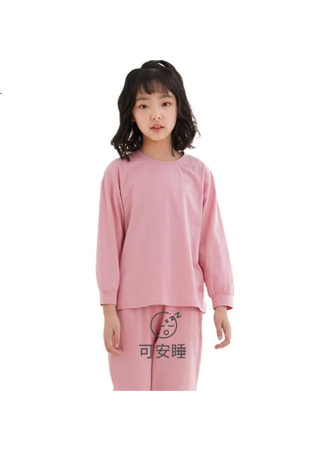 Red Bean طقم بيجامة للأطفال من هونغدو، ملابس منزلية للصبيان والبنات في الربيع والخريف، مقاومة للرطوبة، 3152 وردي ناعم، 165 - Image 3