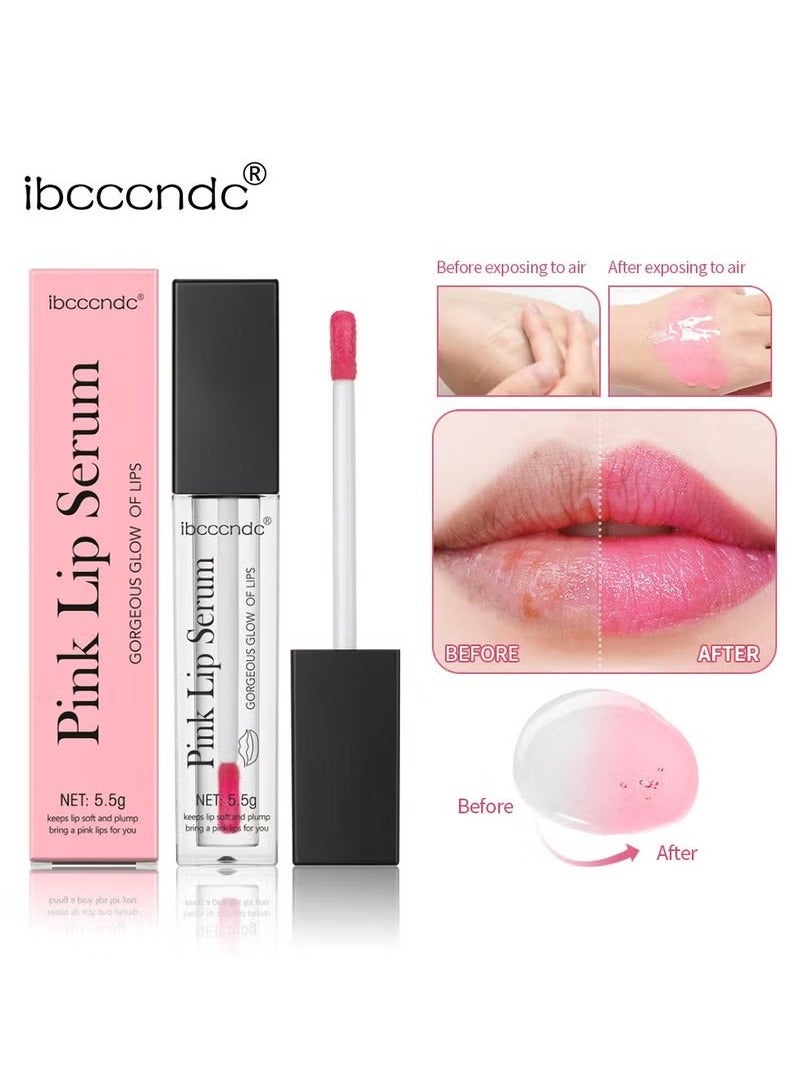 ibcccndc Pink Lip Serum Plumper, Colour Changing Lip Gloss, Magic Colour Changing Lip Gloss, Hydrating Pink Lip Plumper, Pink Lip Serum Lip Tint, Valentine's Day Gift for Moisture and Reduces Fine Lines - Image 1