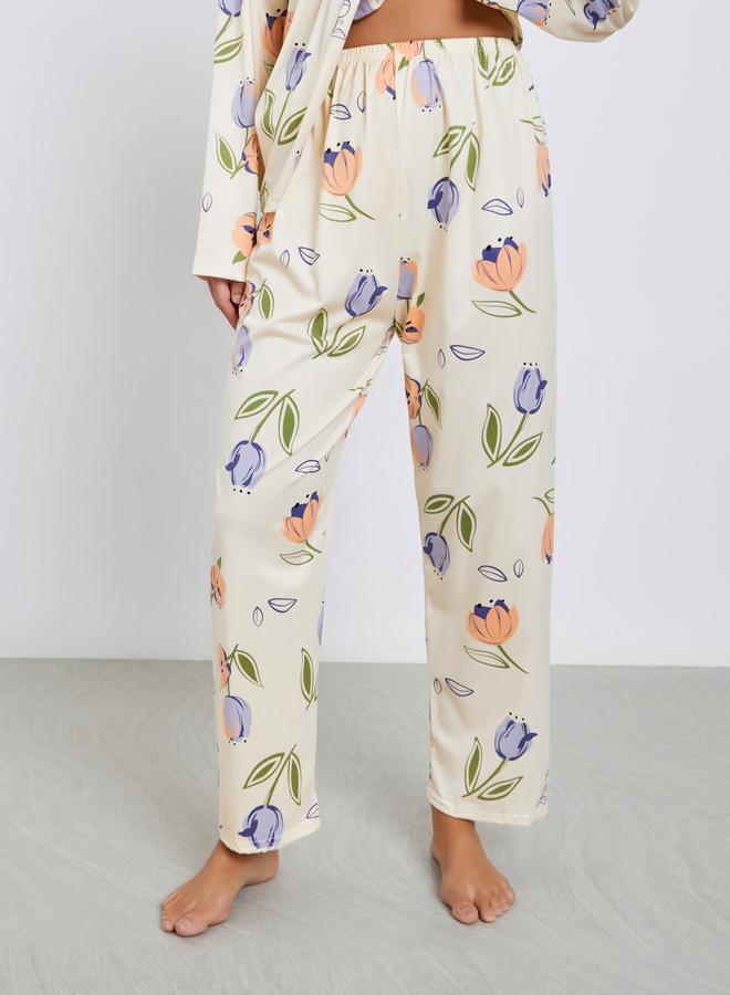 Styli Floral Print Shirt and Pyjama Set - Image 5