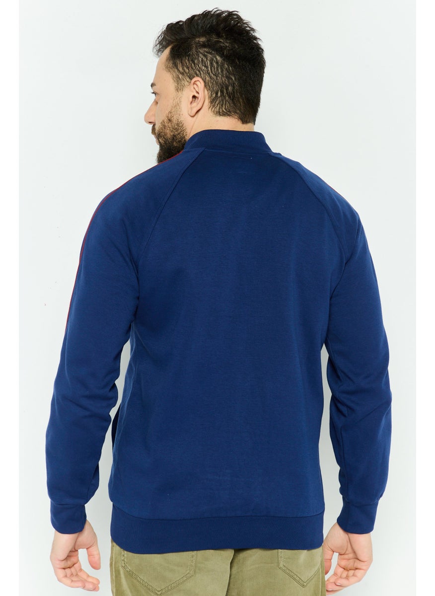 Levi's - Men Band Collar Long Sleeves Brand Logo Sweatshirt, Navy - Image 1