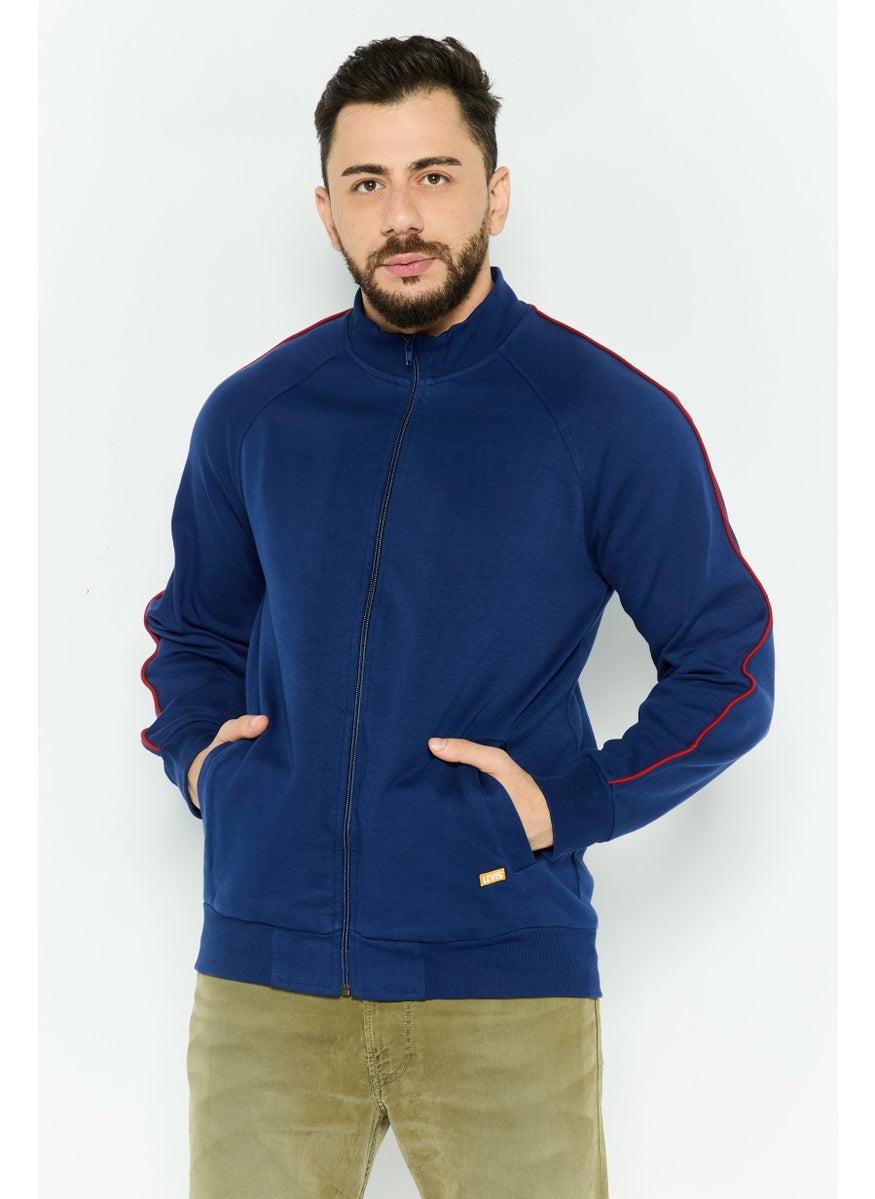 Levi's - Men Band Collar Long Sleeves Brand Logo Sweatshirt, Navy - Image 1