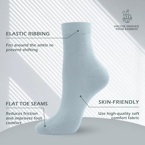 SERISIMPLE Women Thin Viscose Bamboo Socks Crew Lightweight Above Ankle Casual Dress Sock For Ladies Bootie Trouser 5 Pairs (Assorted, Medium) - Image 2